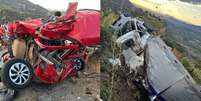 Veículos ficaram completamente destruídos após acidente   Foto: Reprodução/Facebook/Nill Júnior