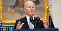 O presidente dos Estados Unidos, Joe Biden, durante pronunciamento.  Foto: REUTERS