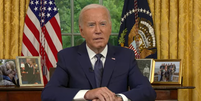 O presidente dos Estados Unidos Joe Biden durante pronunciamento à nação  Foto: Reprodução/Casa Branca