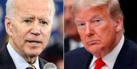 Joe Biden (esq.) e Donald Trump aparecem em empate técnico em 1ª pesquisa pós  Foto: atentado. Trump tem ligeira vantagem -  Reprodução/Redes sociais / Perfil Brasil