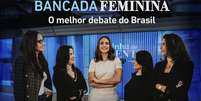 Mulheres responsáveis pela bancada feminina comandada por Lívia Zanolini no Linha de Frente   Foto: Divulgação / Jovem Pan News / RD1