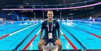 Nadador Gabriel da Silva Santos, da zona leste de São Paulo, já chegou em Paris. Atleta disputa o revezamento 4 x 100 metros. Foto: Arquivo pessoal
