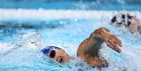 Maria Fernanda se classificou para final dos 400m livre feminino em Paris  Foto: Jonathan NACKSTRAND / AFP / Lance!