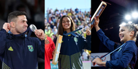 Judocas Willian Lima e Larissa Pimenta e Rayssa Leal, do skate street, estreiam quadro de medalhas do Brasil nos Jogos de Paris   Foto: Montagem com imagens da Reuters