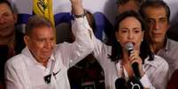 González e Machado disseram que a oposição venceu as eleições realizadas no domingo (28/7)  Foto: Getty Images / BBC News Brasil