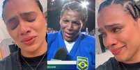 'Eu te amo não pelas medalhas': mulher da judoca Rafaela Silva chora diante de derrota e faz post comovente para a atleta.  Foto: Instagram, Eleudis Valentim / TV Globo / Purepeople