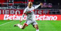 Lucas Moura (São Paulo) durante jogo contra o Goiás, no dia 30.07.2024 Foto: Foto Arena LTDA / Alamy Stock Photo