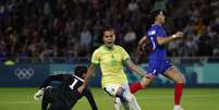 Gabi Portilho comemora gol que abriu o placar contra a França  Foto: REUTERS/Stephane Mahe