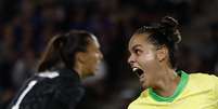 Gabi Portilho comemora gol que abriu o placar contra a França.  Foto: Stephane Mahe/REUTERS