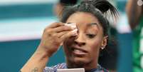 Dica de ouro! Simone Biles tem segredos de beleza para maquiagem durar nas competições - um deles envolve Rihanna.  Foto: Getty Images / Purepeople