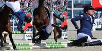 Marie Oteiza sofre queda em prova do hipismo  Foto: Reuters