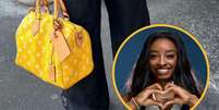 Simone Biles optou pela bolsa Millionaire Speedy, da Louis Vuitton, durante seu passeio pelas ruas de Paris.  Foto: Reprodução, Instagram/Getty Images / Purepeople