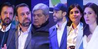  Guilherme Boulos (PSOL), Jose Luiz Datena (PSDB), Marina Helena (NOVO), Pablo Marcal (PRTB), Ricardo Nunes (MDB) e Tabata Amaral (PSB).  Foto: Werther Santana/Estadão - Felipe Rau/Estadão / Estadão