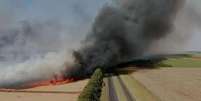 Incêndio em área de Sertãozinho, no interior paulista. Governo paulista determinou instauração de gabinete de crime para avaliar queimadas no Estado de SP.  Foto: Divulgação/PRF - 24/08/2024 / Estadão