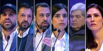 Pablo Marçal, Ricardo Nunes, Guilhere Boulos, Tabata Amaral, José Luiz Datena e Marina Helena, candidatos à Prefeitura de São Paulo  Foto: Felipe Rau/Estadão / Estadão