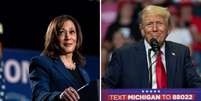 A democrata kamala Harris e o republicano Donald Trump se enfrentaram no debate da ABC news, na terça  Foto: feira (10) -  Getty Images / Perfil Brasil