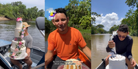 Paraense Thiago Barros prepara bolos em canoa na Ilha do Marajó   Foto: Reprodução/Kwai