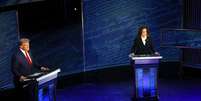 Kamala Harris e Donald Trump participam nesta terça-feira, 10, do debate presidencial para as eleições dos Estados Unidos.   Foto: Reuters