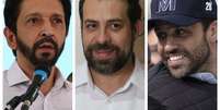 Montagem com imagens dos candidatos a prefeito de São Paulo Ricardo Nunes, Guilherme Boulos e Pablo Marçal  Foto: Agência Brasil e EPA-EFE/REX/Shutterstock / BBC News Brasil