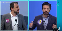 Nunes e Boulos discutem sobre uso e tráfico de drogas  Foto: RedeTV / Reprodução 