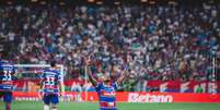 Marinho comemora um de seus gols. Foto: Matheus Lotif/Fortaleza EC / Esporte News Mundo