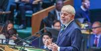 O presidente Lula em discurso na Assembleia Geral da ONU  Foto: Ricardo Stuckert / Presidencia da Republica / Estadão