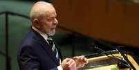 O presidente Lula durante discurso na Assembleia Geral da ONU.   Foto: Brendan McDermid/Reuters / BBC News Brasil