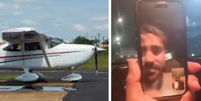 Piloto faz videochamada após ser resgatado de avião que caiu em Cuiabá  Foto: Reprodução/Redes Sociais 