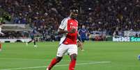 Bukayo Saka (Arsenal) durante jogo contra a Atalanta, no dia 19.09.2024 Foto: Associated Press / Alamy Stock Photo