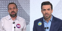 Boulos e Marçal tiveram embate no debate da 'Folha de S.Paulo' e UOL.  Foto: Reprodução/Youtube/Folha de S.Paulo