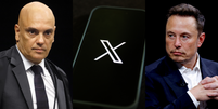 Montagem com fotos de Alexandre de Moraes, Elon Musk e celular com logo do X  Foto: Rosinei Coutinho/STF, Getty, Reuters / BBC News Brasil