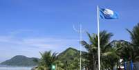 Praia do Tombo, no Guarujá, litoral paulista, teve a renovação aprovada.  Foto: Divulgação/Bandeira Azul / Estadão