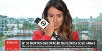 Raquel Krähenbühl se emociona ao falar de cobertura de furacão Milton  Foto: Reprodução | GloboNews