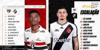 Fotos: Divulgação/São Paulo/Vasco - Legenda: São Paulo e Vasco estão escalados Foto: Jogada10