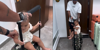 Neymar aparece empurrando Mavie em cima de uma mala  Foto: Reprodução/Instagram