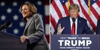 Kamala aparece com 49%, e Trump com 46% em nova pesquisa de intenção de voto  Foto: Reprodução/Getty Images