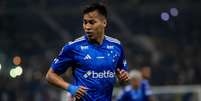 Kaio Jorge (Cruzeiro) comemorando seu gol contra o Lanús, no dia 23.10.2024 Foto: Associated Press / Alamy Stock Photo