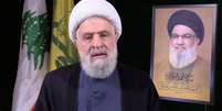 O atual l&iacute;der do Hezbollah no L&iacute;bano, Sheikh Naim Qassem  Foto: REUTERS TV/Al Manar TV via REUTERS 