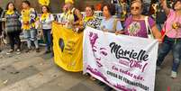 Ato em frente a tribunal no RJ pede justiça por Marielle Franco  Foto: Catarina Carvalho/Redação Terra