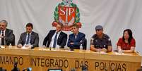 Cúpula da segurança pública de SP anuncia força-tarefa para investigar crime no Aeroporto de Guarulhos.  Foto: Marcelo Godoy/Estadão / Estadão