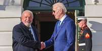 Lula e Joe Biden em encontro em Washington, nos Estados Unidos, em fevereiro de 2023. Líderes se encontrarão no Rio de Janeiro.  Foto: Ricardo Stuckert/Presidência da República, arquivo / Estadão