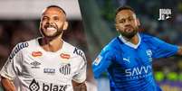 Fotos: Divulgação/Santos; Divulgação/Al Hilal - Legenda: Será? Guilherme disse que Neymar prometeu retorno ao Peixe Foto: Jogada10