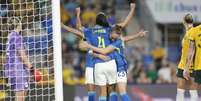 Gabi Portilho celebra o seu gol, o primeiro da Seleção sobre a Austrália –  Foto: Rafael Ribeiro/CBF / Jogada10