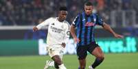  Foto: Marco Luzzani/Getty Images - Legenda: Vini Jr em ação pelo Real Madrid diante da Atalanta / Jogada10