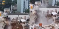 Parte do canteiro de obras da futura esta&ccedil;&atilde;o de metr&ocirc; Bela Vista desabou  Foto: Reprodu&ccedil;&atilde;o/Instagram/@portaldobixiga