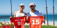 Dupla brasileira no WSL Finals Foto: Thiago Diz/WSL / Esporte News Mundo