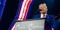 Trump fez declaração na conferência anual do Turning Point, um dos maiores encontros de ativistas conservadores do país  Foto: Getty Images / BBC News Brasil