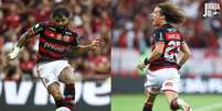 Marcelo Cortes/ Flamengo Gilvan de Souza/ CRF - Legenda: Gabigol e David Luiz foram titulares na final da Libertadores 2022  Foto: Jogada10