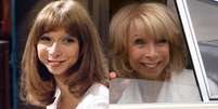 Helen Worth quando começou a interpretar Gail, em 1974, e na recente cena de despedida de sua personagem, após meio século  Foto: Reprodução/ITV