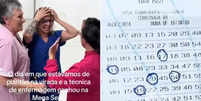 Técnica de enfermagem acha que ganhou na Mega, comemora com colegas de plantão e descobre erro na conferência  Foto: Reprodução/TikTok